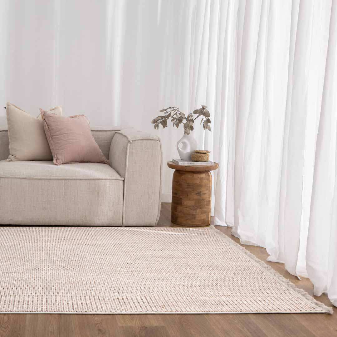 Cortona Shell Pebbles Rug | Neutral beige woven texture, perfect for modern homes | Rugs N Timber Belrose