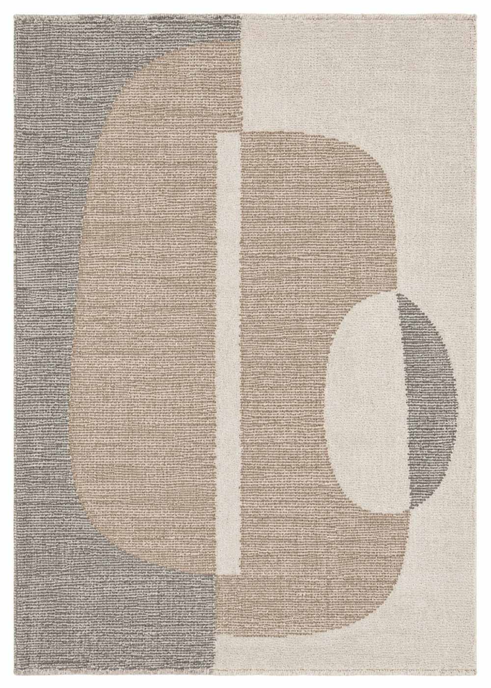 Cove Stone wool rug with large abstract design in ivory, stone and warm neutral tones