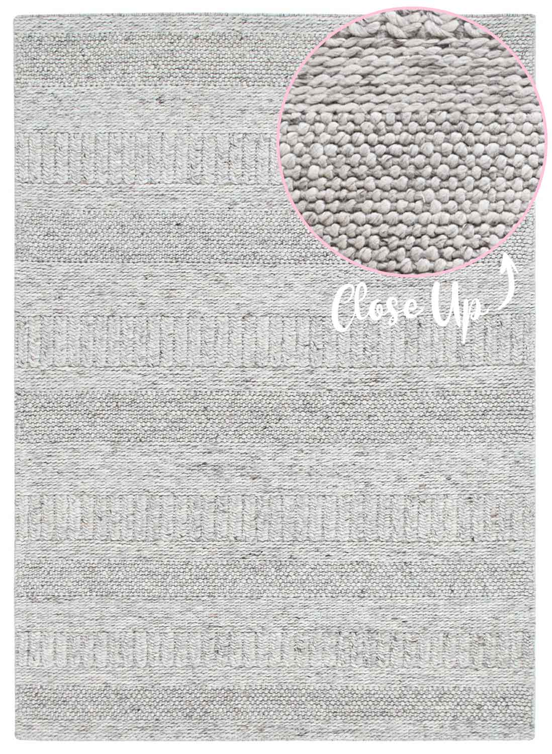 Dakota Plateau Flint handwoven New Zealand wool rug with textured weave available at Rugs N Timber Belrose showroom