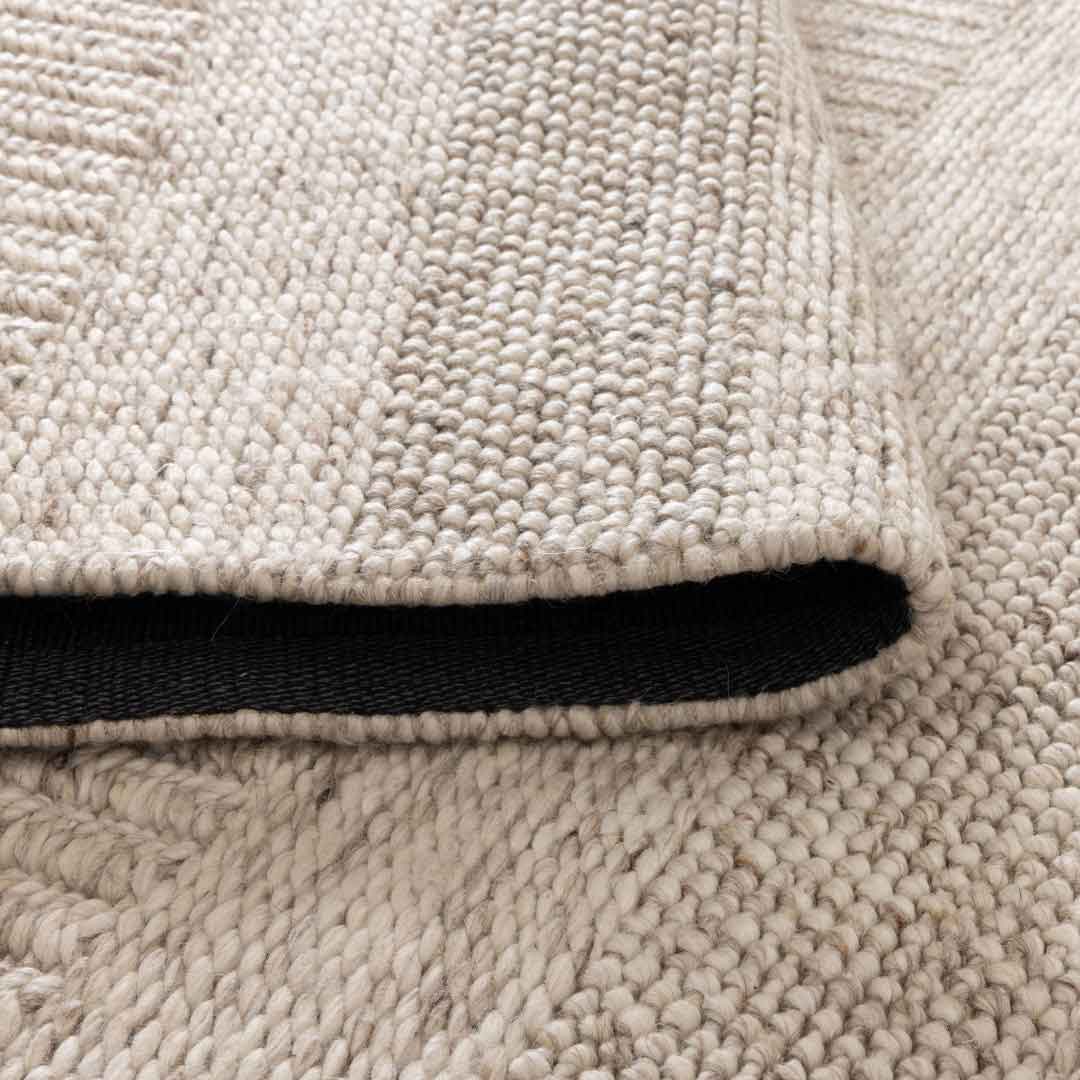 Dakota Plateau Wheat handwoven New Zealand wool rug with textured weave available at Rugs N Timber Belrose showroom