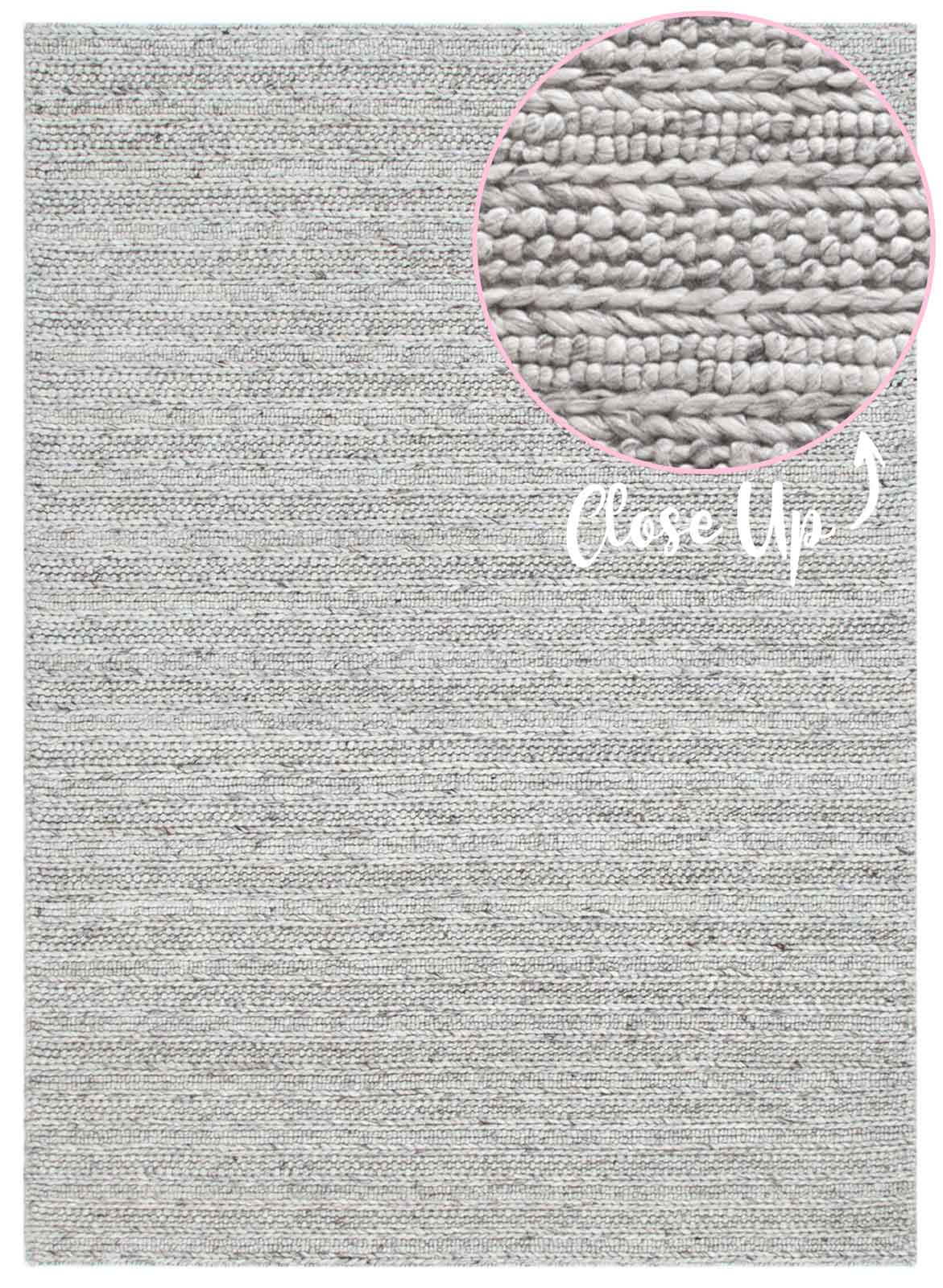 Dakota Ridge Flint handwoven New Zealand wool rug with textured weave available at Rugs N Timber Belrose showroom