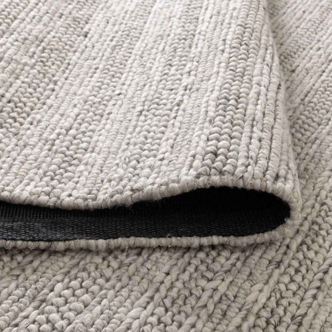 Dakota Ridge Flint handwoven New Zealand wool rug with textured weave available at Rugs N Timber Belrose showroom