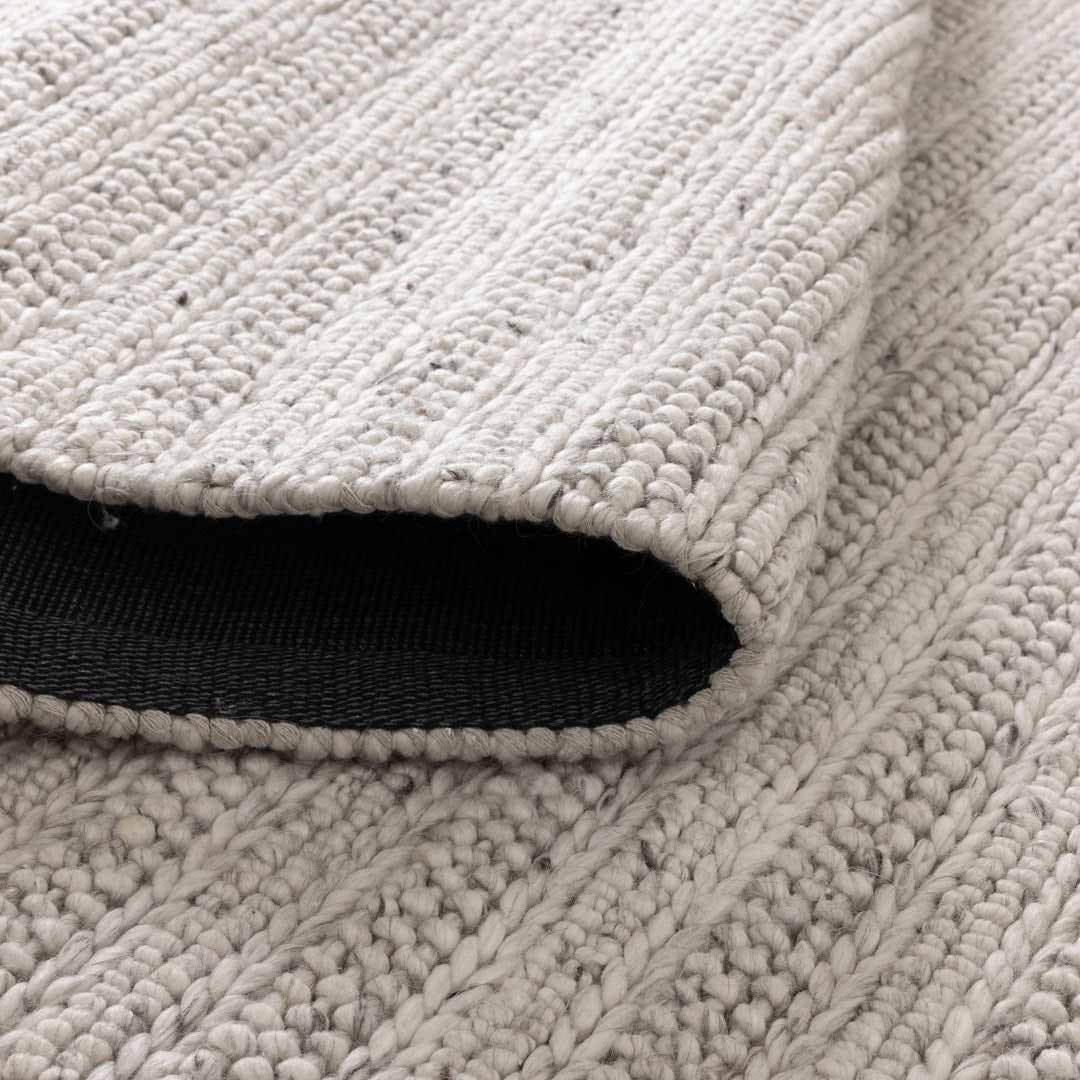 Dakota Ridge Ivory handwoven New Zealand wool rug with textured weave available at Rugs N Timber Belrose showroom