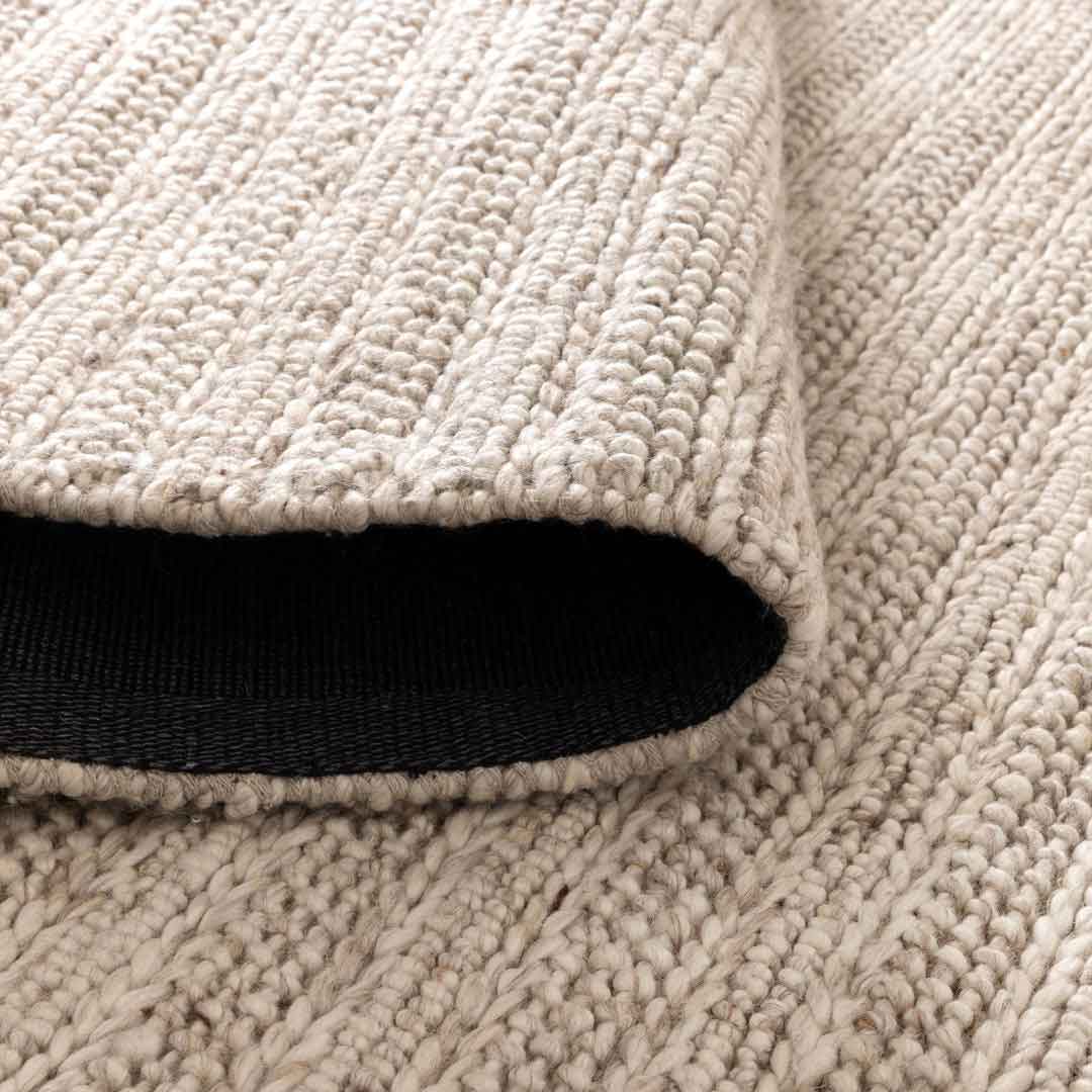 Dakota Ridge Wheat handwoven New Zealand wool rug with textured weave available at Rugs N Timber Belrose showroom