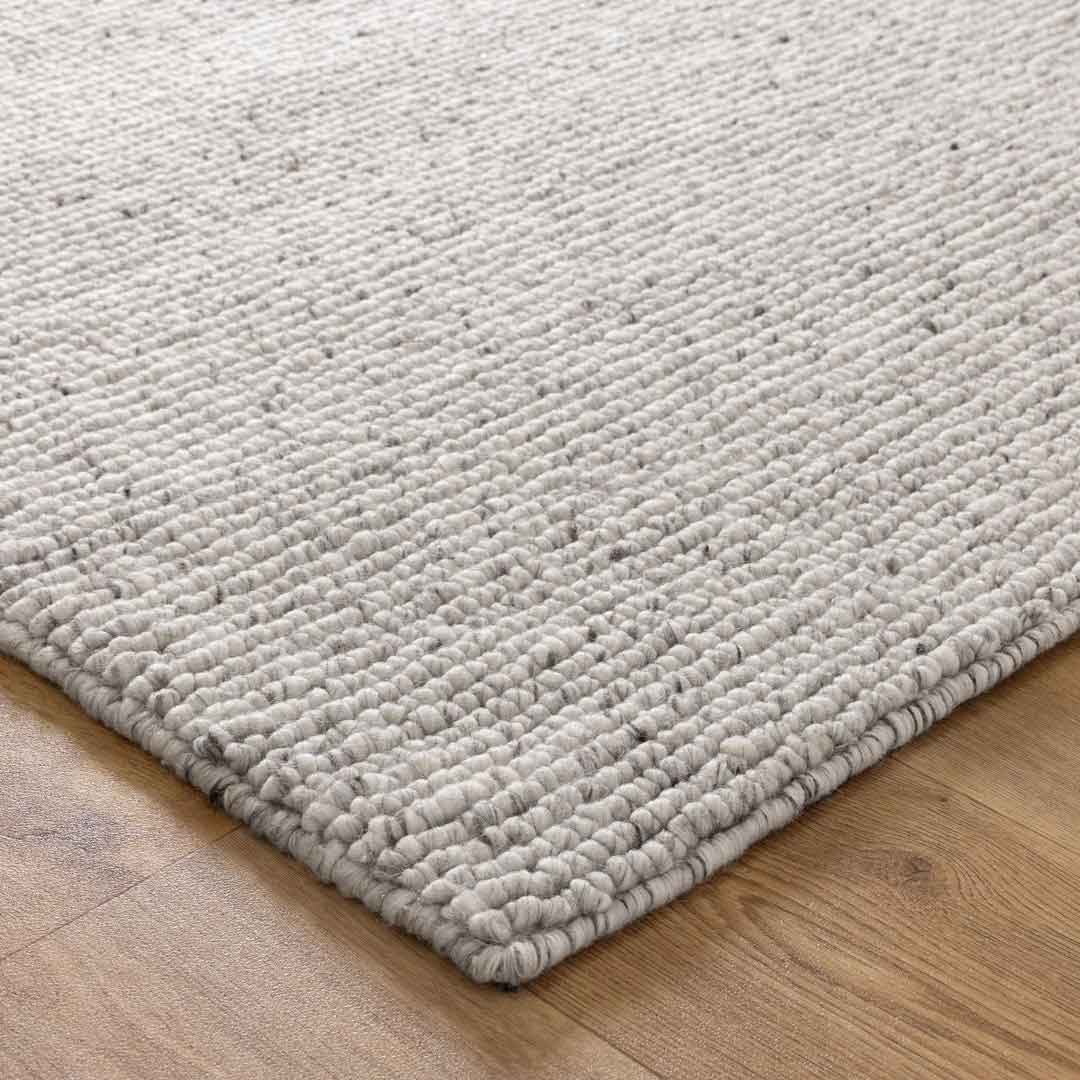 Dakota Valley Flint handwoven New Zealand wool rug with textured weave available at Rugs N Timber Belrose showroom