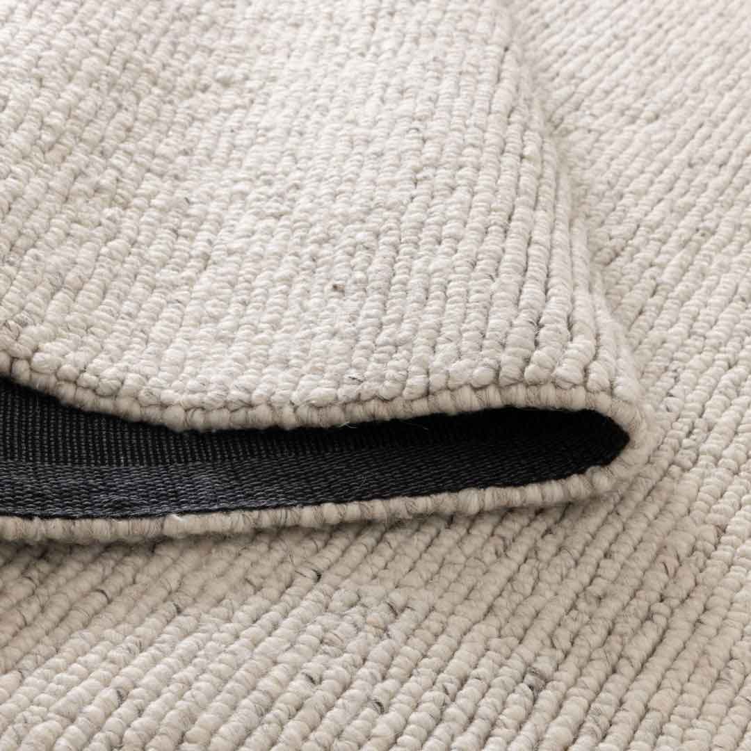 Dakota Valley Ivory handwoven New Zealand wool rug with textured weave available at Rugs N Timber Belrose showroom