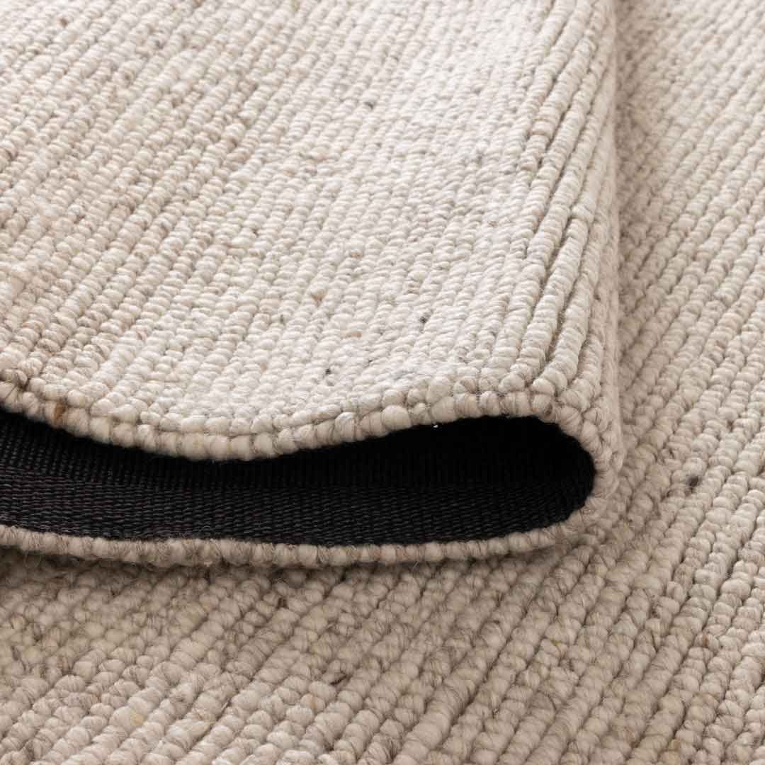 Dakota Ridge Wheat handwoven New Zealand wool rug with textured weave available at Rugs N Timber Belrose showroom