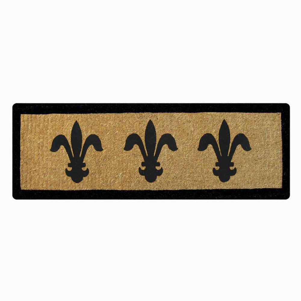 FM2 Premium double coir doormat featuring a Fleur de Lys design. Extra thick and durable natural coir, ideal for wide entryways. Rugs N Timber Belrose.