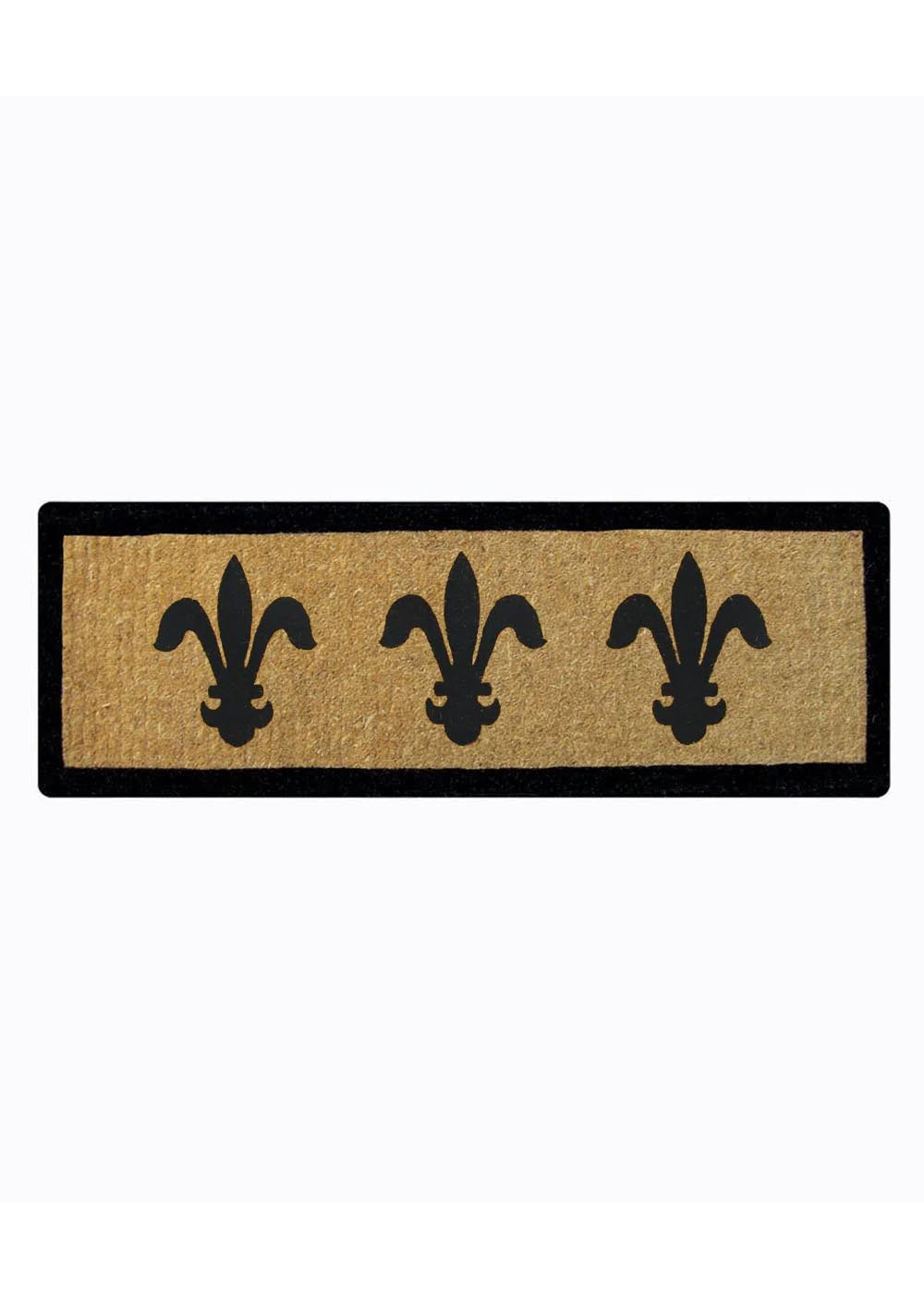 FM2 Premium double coir doormat featuring a Fleur de Lys design. Extra thick and durable natural coir, ideal for wide entryways. Rugs N Timber Belrose.