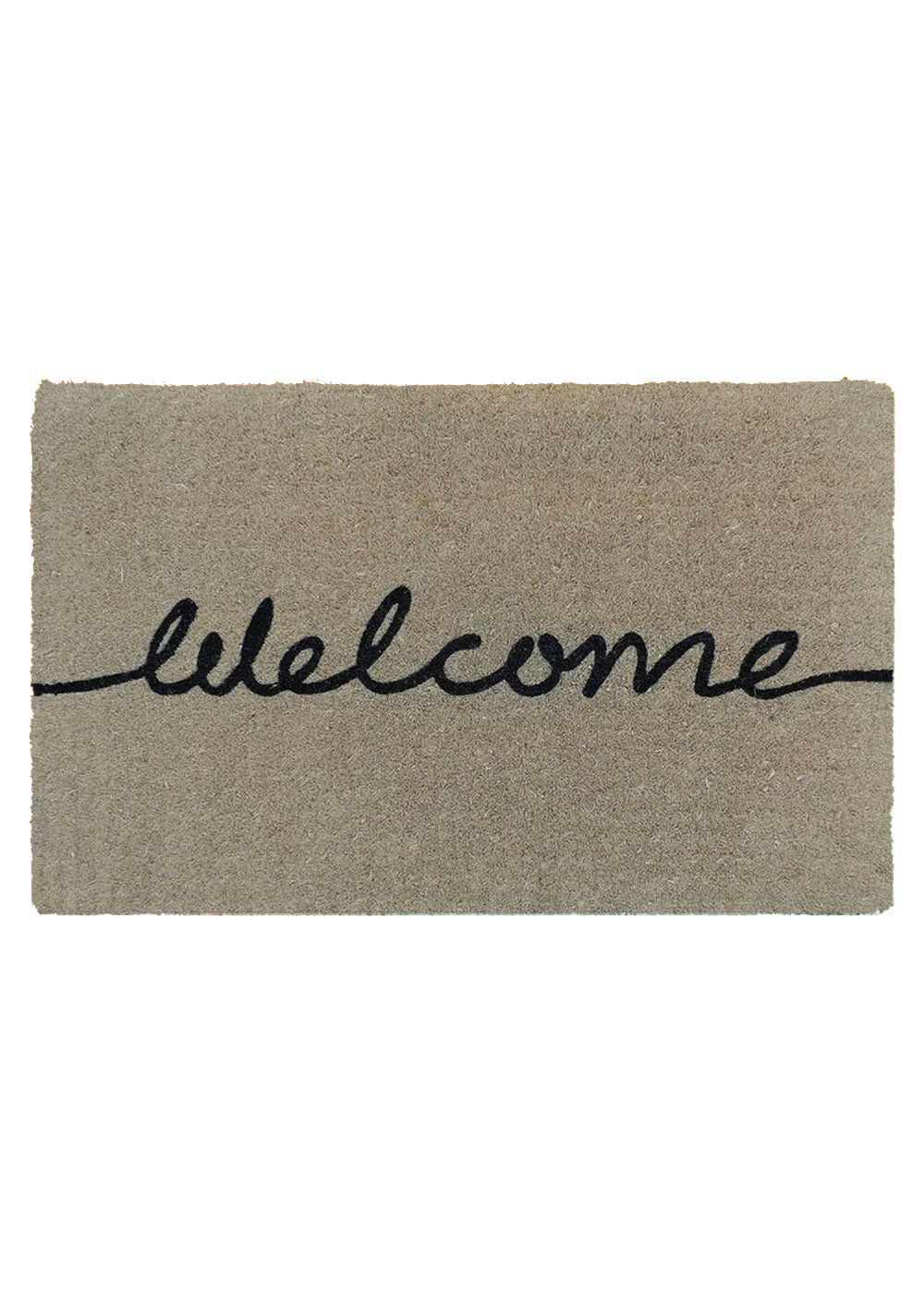 FM2 Welcome thick natural coir doormat with black script. Available at Rugs N Timber Belrose