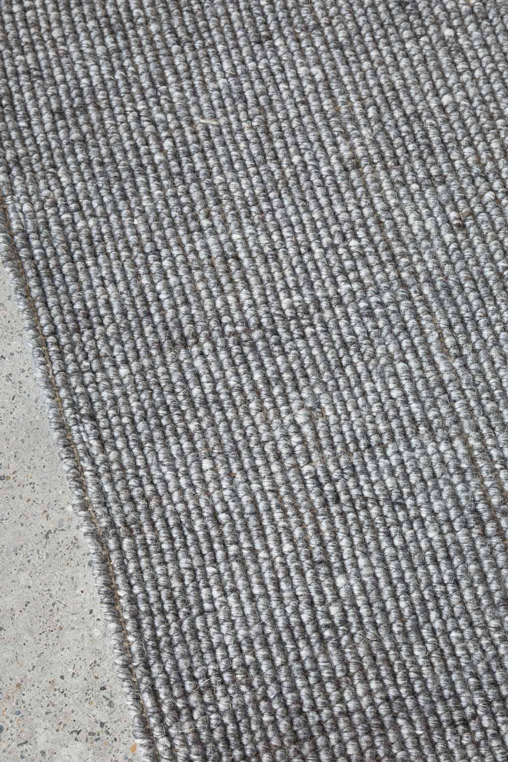 Harriet Flint textured wool and jute rug in soft grey tone available at Rugs N Timber Belrose showroom