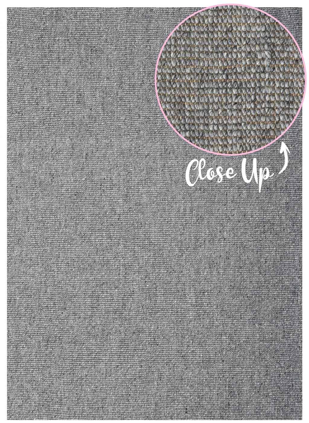 Harriet Flint textured wool and jute rug in soft grey tone available at Rugs N Timber Belrose showroom