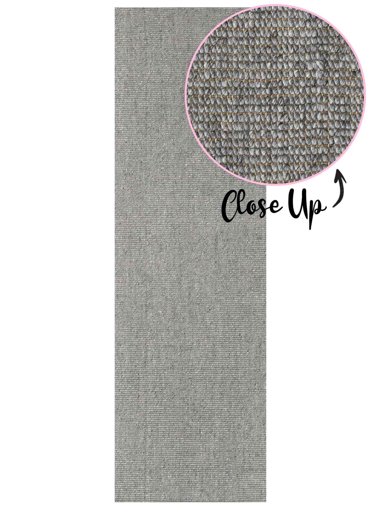 Harriet Flint hallway runner rug with textured wool and jute weave available at Rugs N Timber Belrose