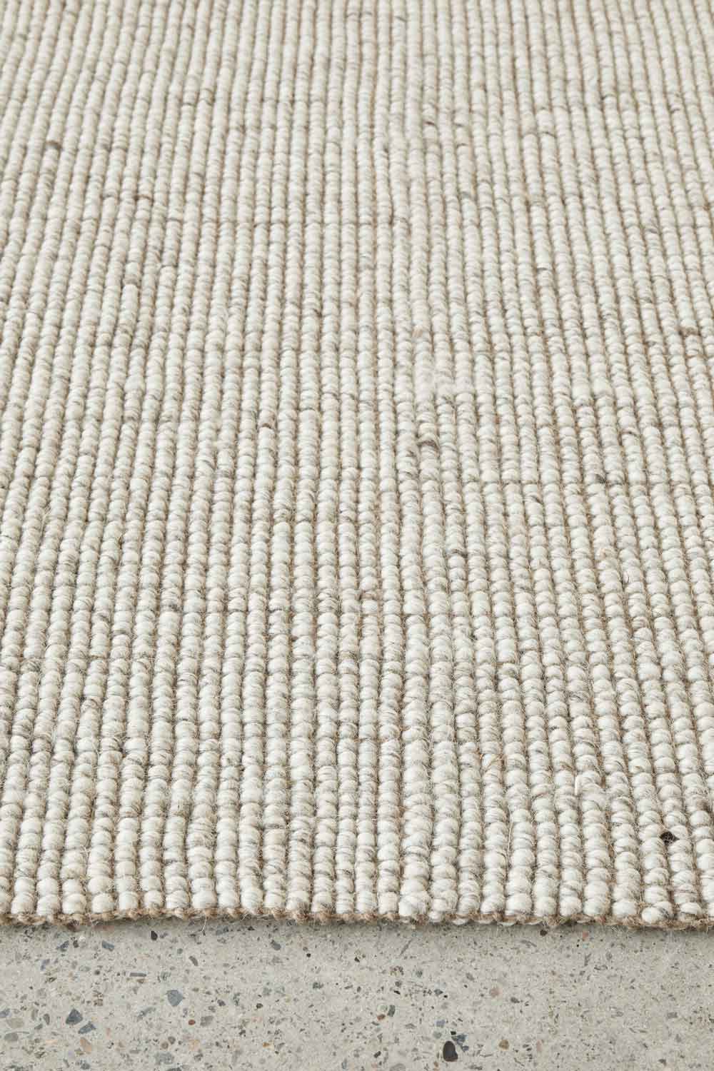 Harriet Linen textured wool and jute rug with natural woven finish available at Rugs N Timber Belrose showroom