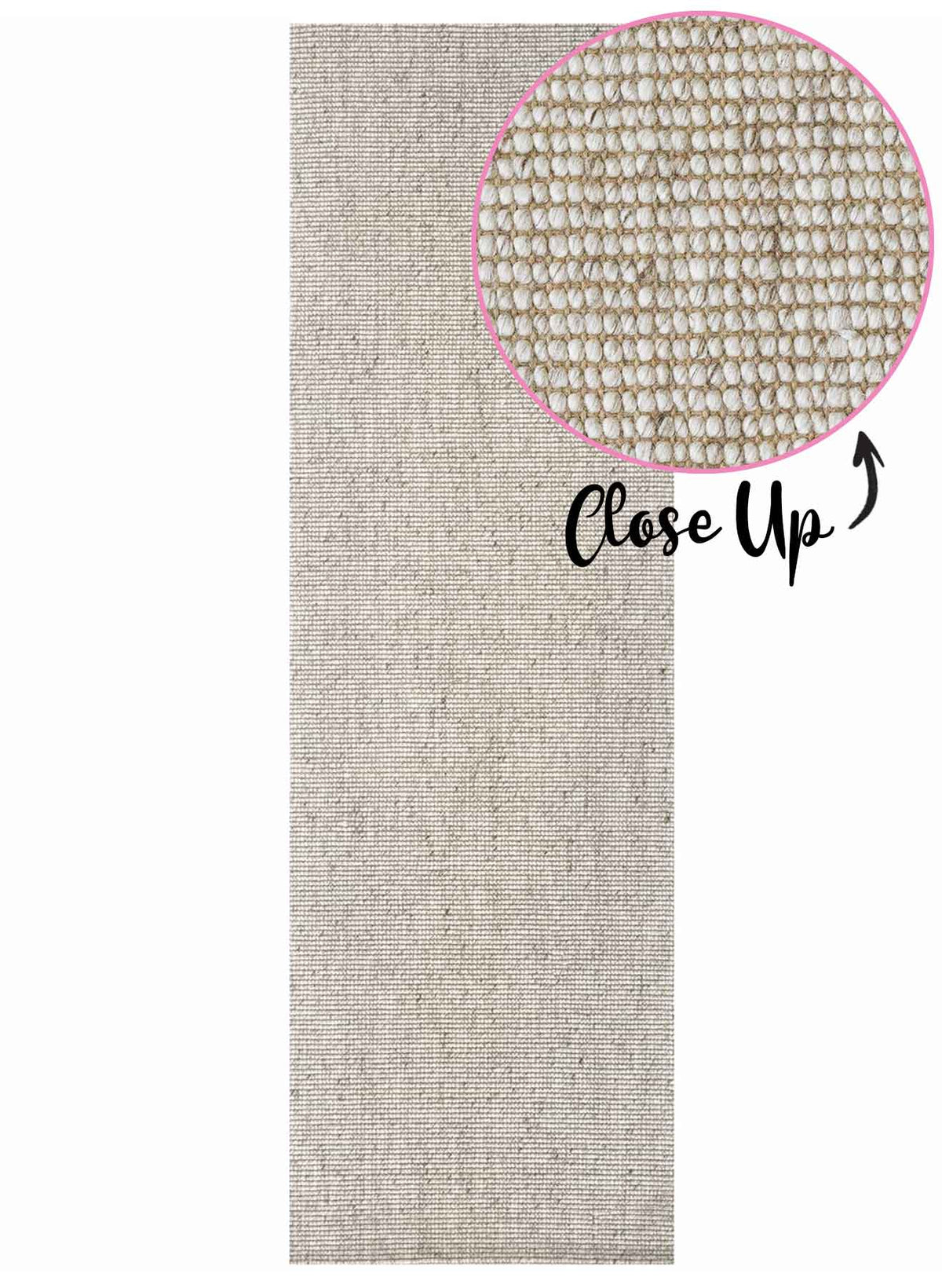 Harriet Linen hallway runner rug in wool and jute blend available at Rugs N Timber Belrose showroom