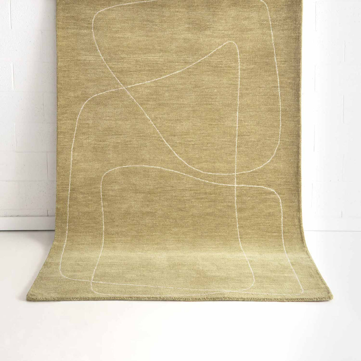 Harvest Chartreuse Wool Rug – hand-tufted modern wool rug available at Rugs N Timber Belrose showroom