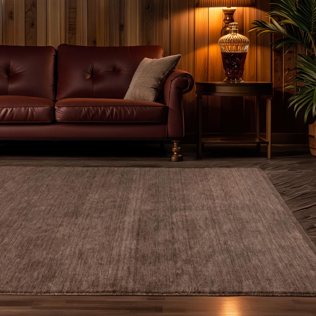 Havana Cigar hand knotted wool blend rug in rich brown tobacco tones at Rugs N Timber Belrose