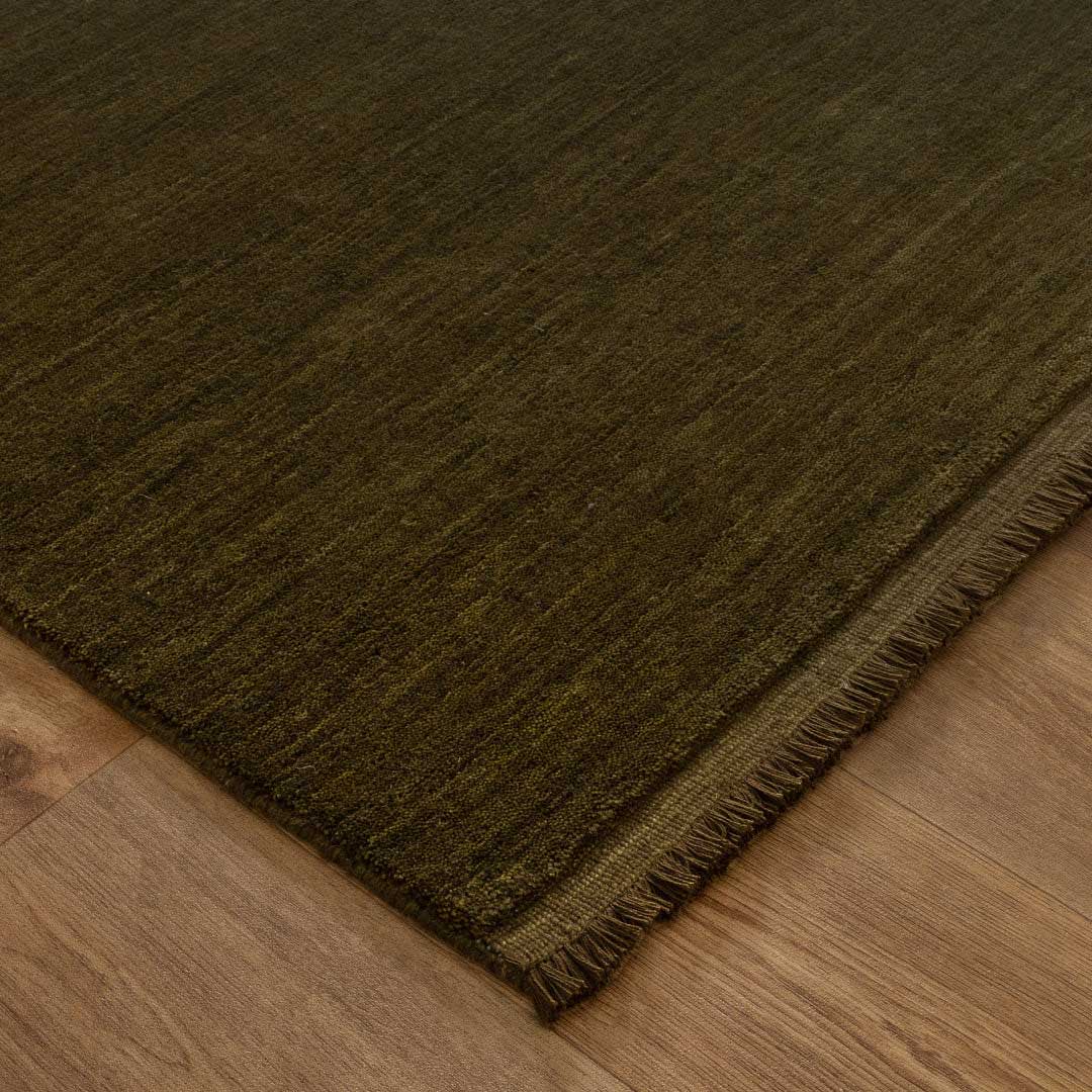 Havana Everglade hand knotted wool blend rug in rich olive green tones at Rugs N Timber Belrose