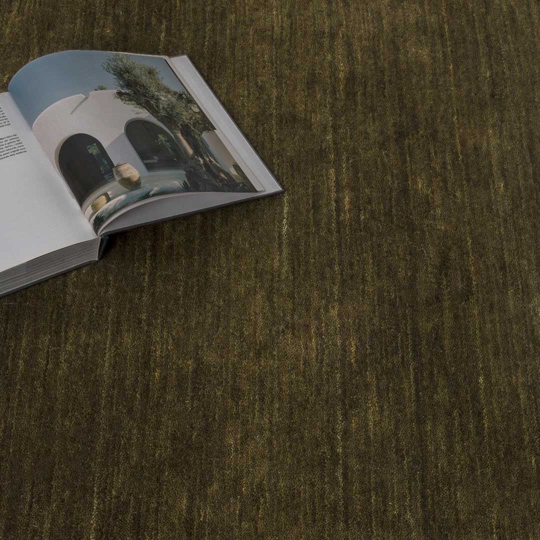 Havana Everglade hand knotted wool blend rug in rich olive green tones at Rugs N Timber Belrose