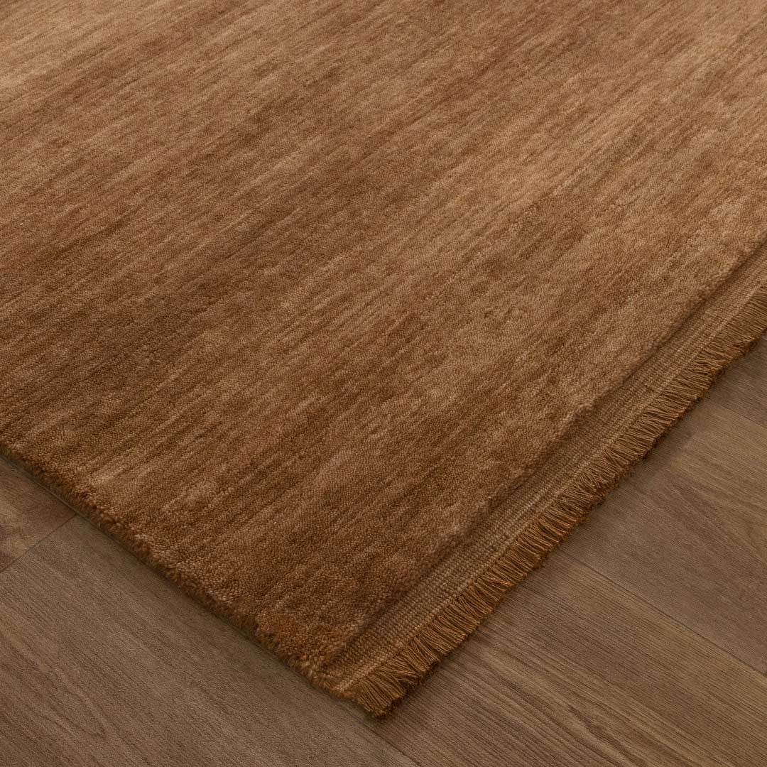 Havana Whiskey hand knotted wool blend rug in rich golden tones at Rugs N Timber Belrose