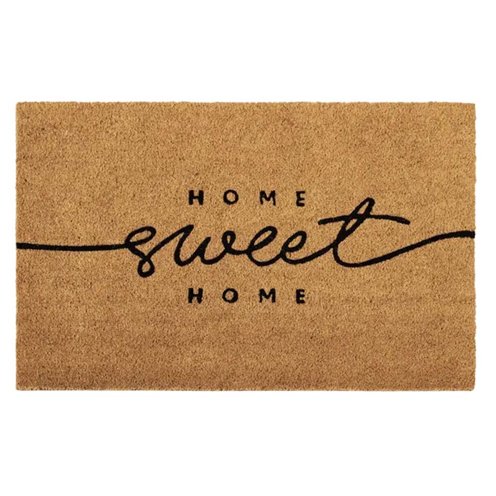 Home Sweet Home natural coir doormat with black script design