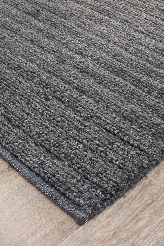 Kendall Charcoal Rug - textured knotted wool rug - See it at Rugs N Timber Belrose