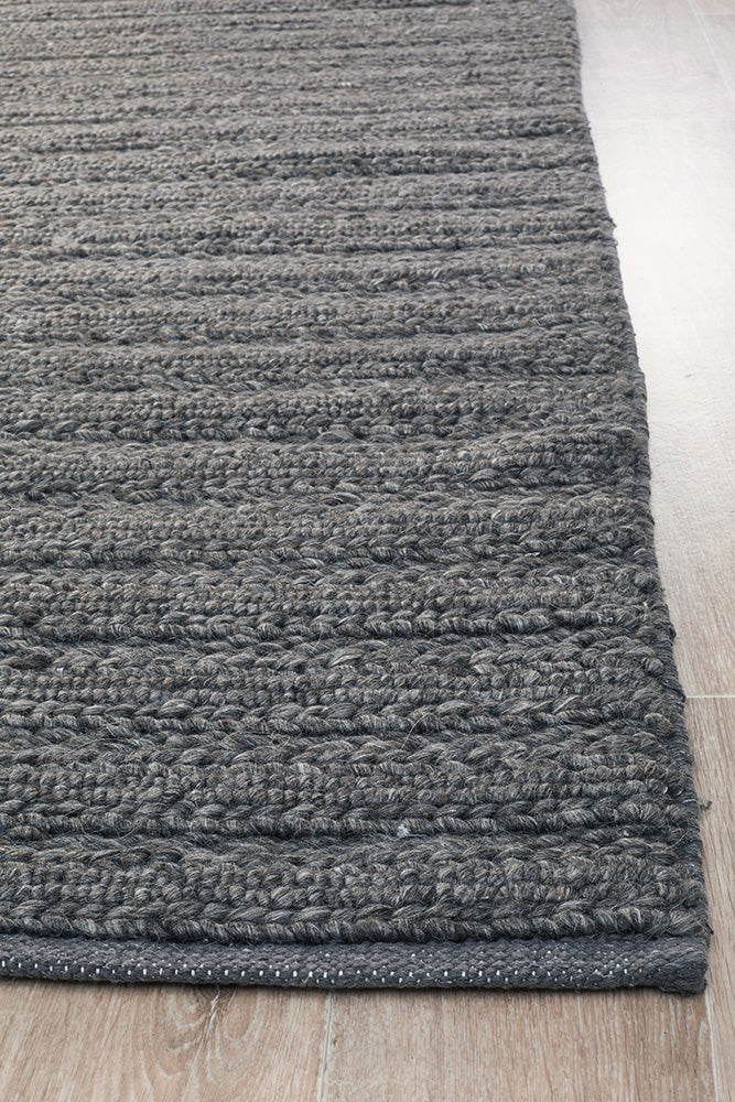 Kendall Charcoal Rug - textured knotted wool rug - See it at Rugs N Timber Belrose