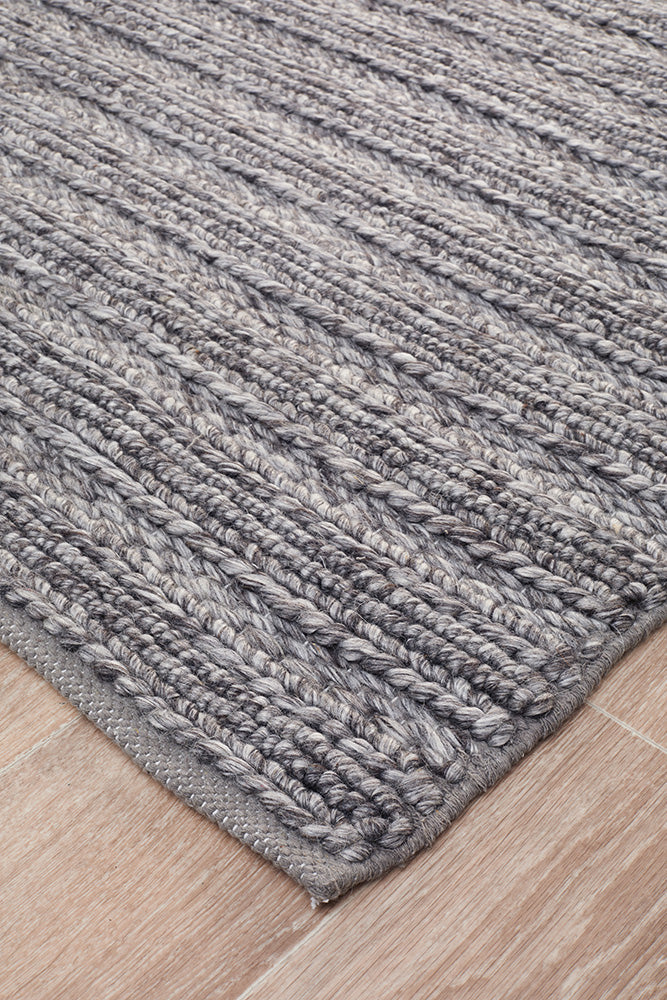 Kendall Steel Rug - textured knotted wool rug - See it at Rugs N Timber Belrose