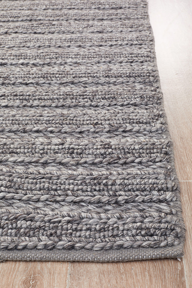 Kendall Steel Rug - textured knotted wool rug - See it at Rugs N Timber Belrose