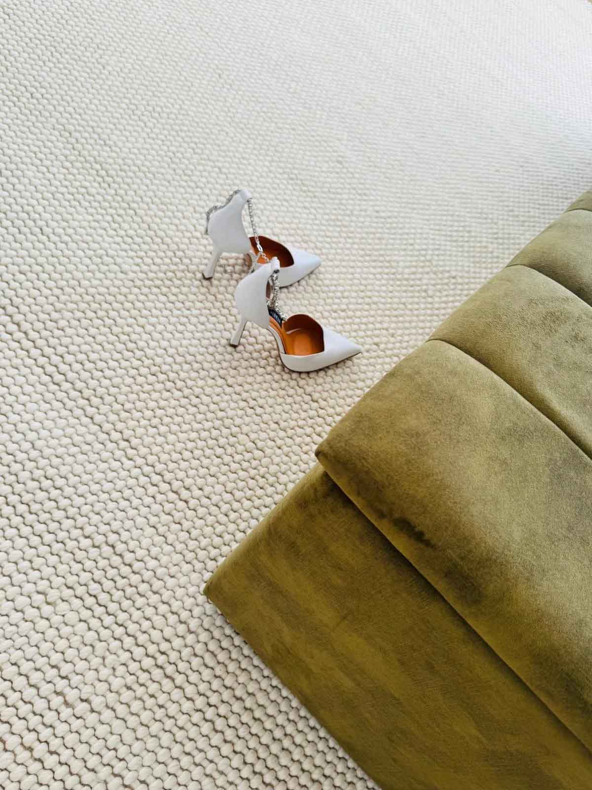Langley Chalk hand loomed wool blend rug with soft textured weave available at Rugs N Timber Belrose showroom