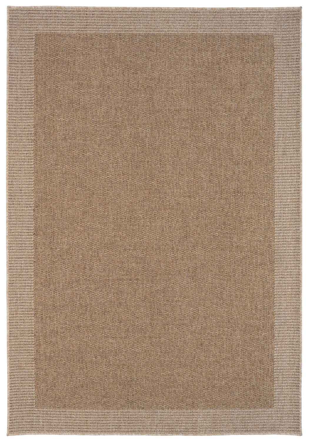 Linden Border Natural indoor outdoor rug with a neutral centre and contrasting framed edge. Available at Rugs N Timber Belrose