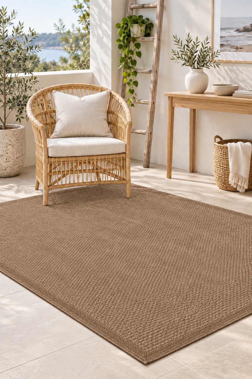 Linden Weave Natural indoor outdoor rug with a subtle all-over woven texture.  Available at Rugs N Timber Belrose