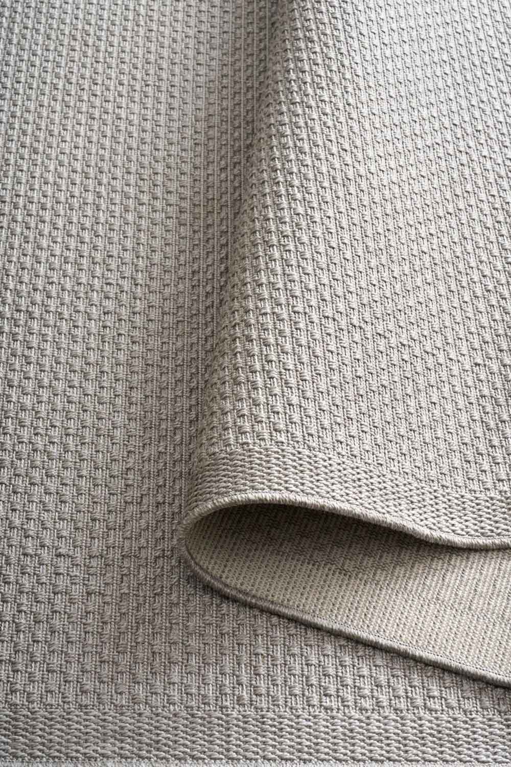 Linden Weave Silver indoor outdoor rug with a finely textured grey woven pattern. Available at Rugs N Timber Belrose