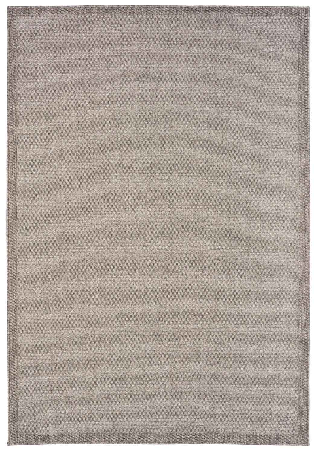 Linden Weave Stone indoor outdoor rug with a subtle warm taupe-grey woven pattern.  Available at Rugs N Timber Belrose
