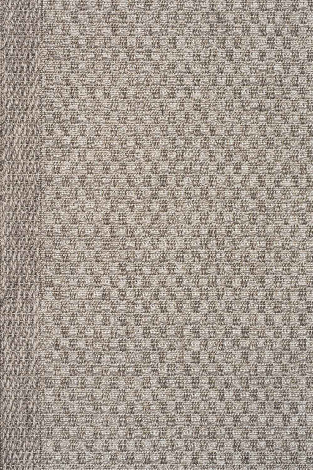 Linden Weave Stone indoor outdoor rug with a subtle warm taupe-grey woven pattern.  Available at Rugs N Timber Belrose