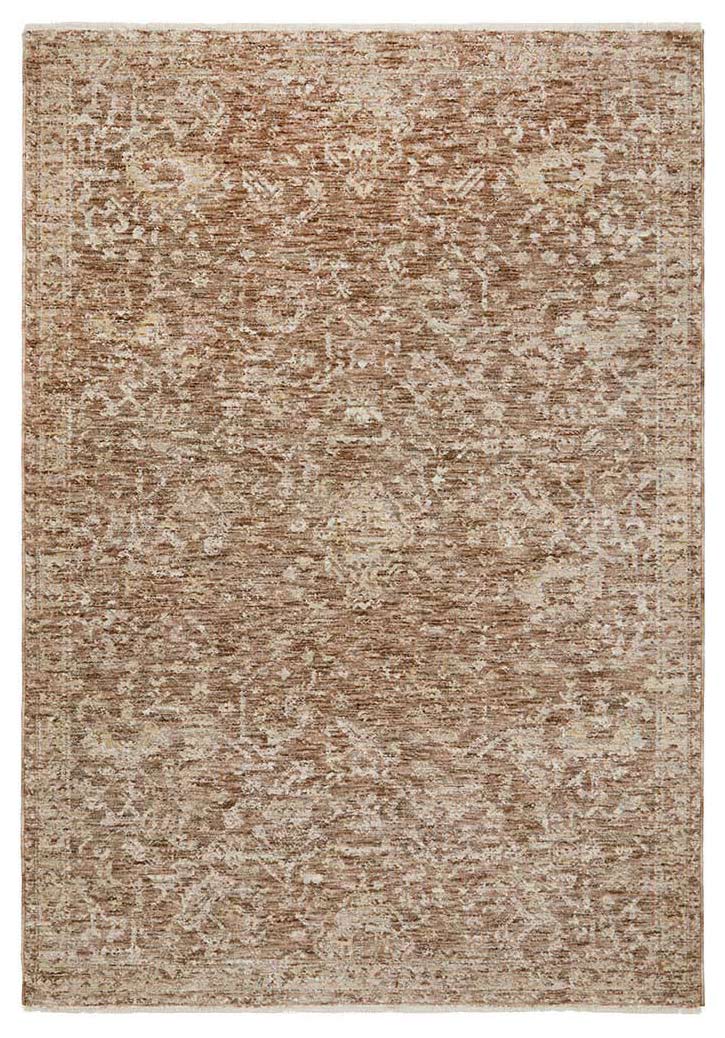 Margot Clay rug in warm terracotta clay tones with a soft distressed pattern, Rugs N Timber Belrose.
