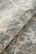 Margot Mist hall runner in soft blue and neutral tones with a vintage distressed finish, available at Rugs N Timber Belrose.