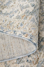 Margot Mist hall runner in soft blue and neutral tones with a vintage distressed finish, available at Rugs N Timber Belrose.