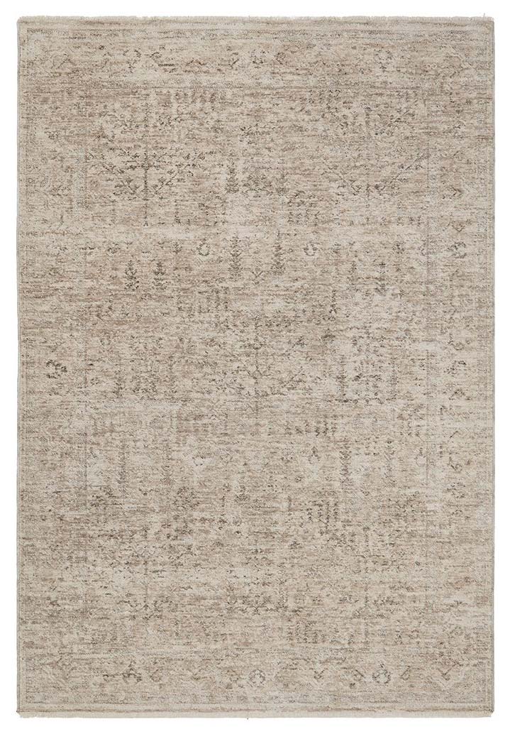 Margot Sandstone rug in soft natural beige with a distressed vintage look, available at Rugs N Timber Belrose.