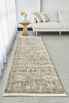Margot Woodland hall runner featuring moss green and brown earthy tones in a vintage distressed style, Rugs N Timber Belrose.
