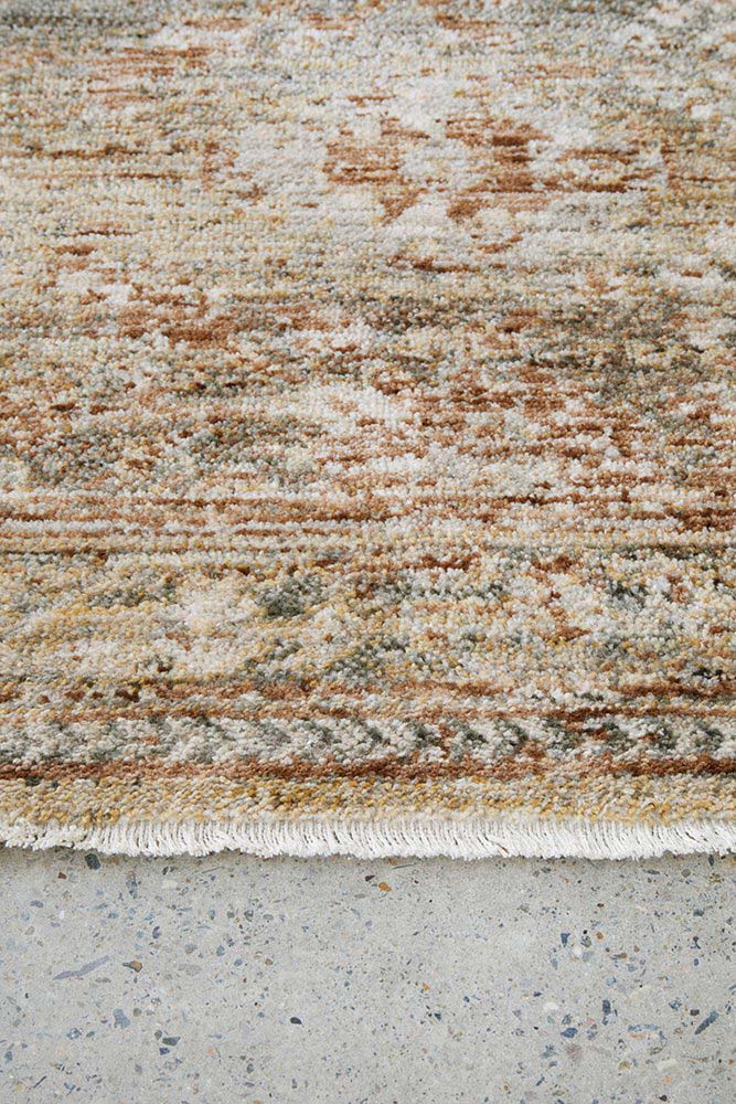 Margot Woodland hall runner featuring moss green and brown earthy tones in a vintage distressed style, Rugs N Timber Belrose.