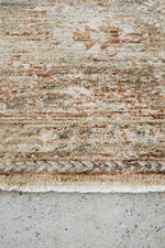 Margot Woodland hall runner featuring moss green and brown earthy tones in a vintage distressed style, Rugs N Timber Belrose.