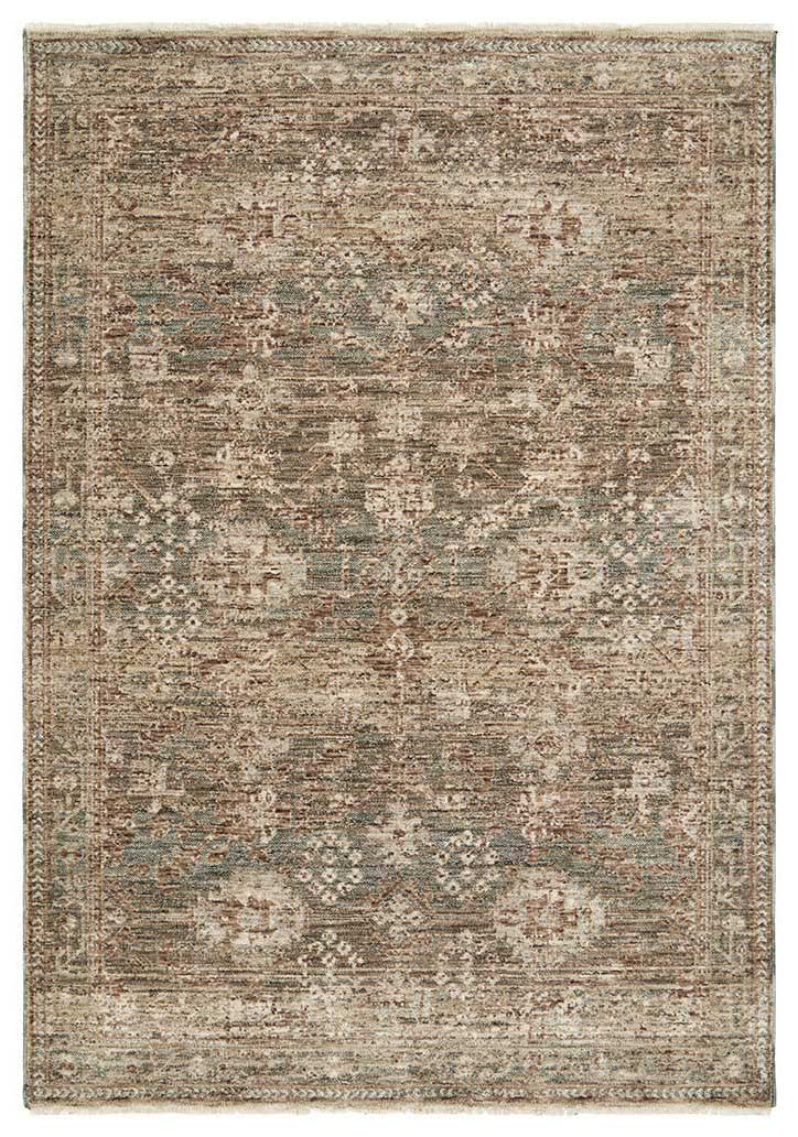 Margot Woodland rug featuring moss green and brown earthy tones in a vintage distressed style, Rugs N Timber Belrose.
