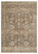 Margot Woodland rug featuring moss green and brown earthy tones in a vintage distressed style, Rugs N Timber Belrose.
