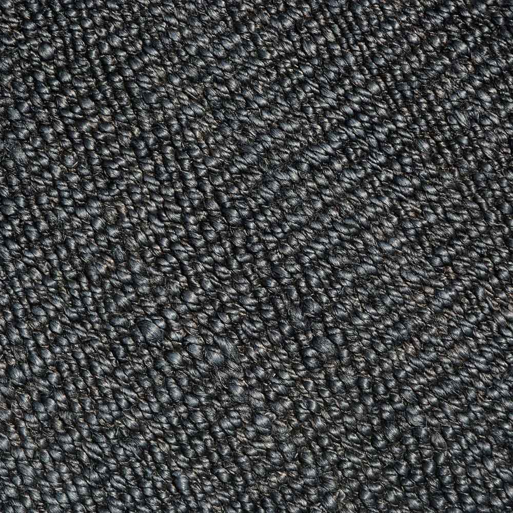 Narrabri Round Black Jute Rug – handwoven heavy-weight 100% jute, natural resort-style rug, available at Rugs N Timber Belrose showroom.