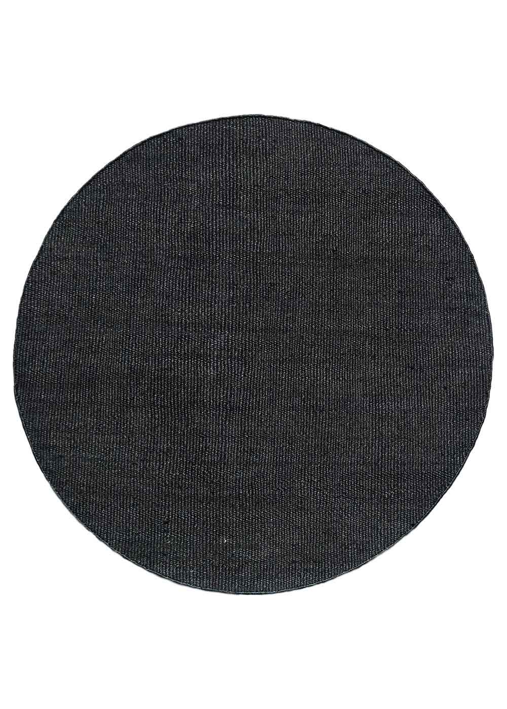 Narrabri Round Black Jute Rug – handwoven heavy-weight 100% jute, natural resort-style rug, available at Rugs N Timber Belrose showroom.