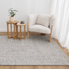 Nebraska Fog wool rug in soft grey with high–low boucle pattern – view in-store at Rugs N Timber Belrose.