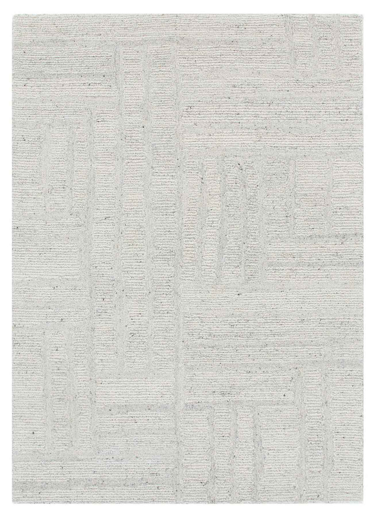 Nebraska Frost light silver wool rug featuring modern boucle weave, available at Rugs N Timber Belrose.