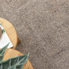 Nebraska Timber wool rug with boucle texture in warm brown-grey tones, available at Rugs N Timber Belrose showroom.