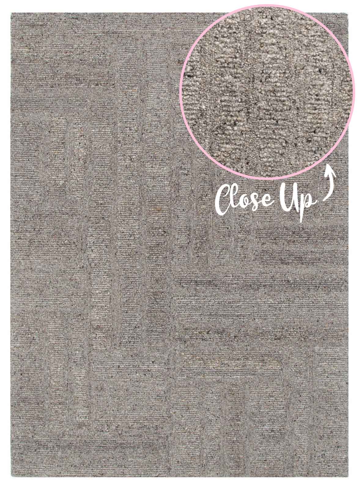 Nebraska Timber wool rug with boucle texture in warm brown-grey tones, available at Rugs N Timber Belrose showroom.